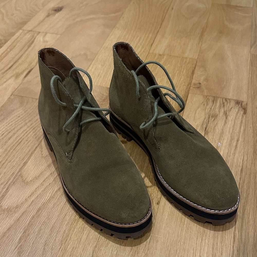 Madewell Olive Green Suede Lace-Up Ankle Boots